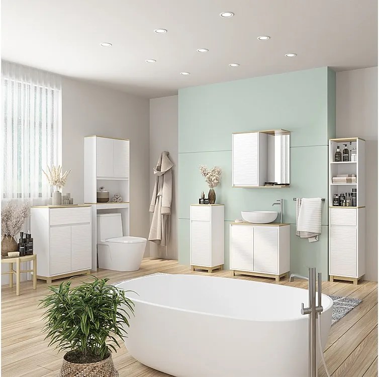 Zestaw mebli łazienkowych biały/dąb 60x30x60 livia