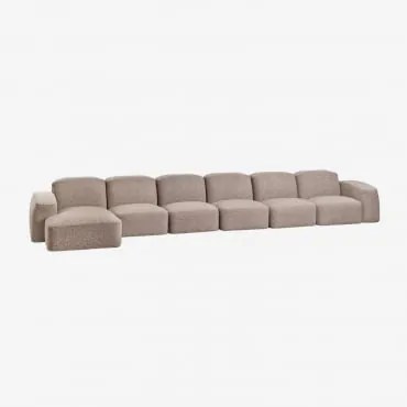 Bastian 6-częściowa Sofa Modułowa Lewostronna Tkanina Mokka Brąz Bouclé - Sklum