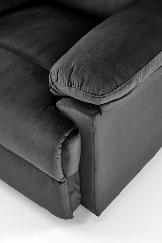 Fotel wypoczynkowy do salonu rozkładany czarny welur DRAGER