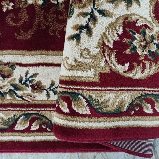 Stylowy prostokątny dywan bordowy rozeta B2-M86