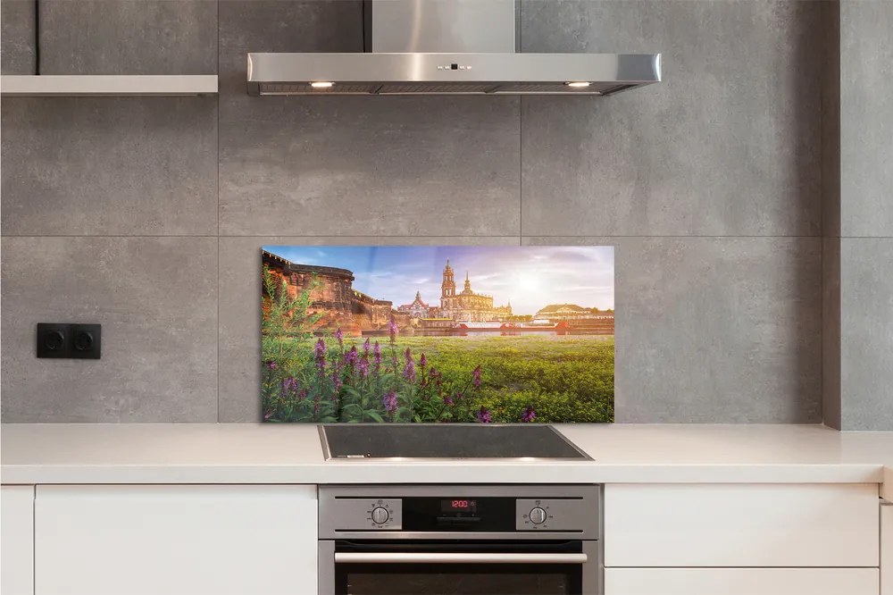 Panel szklany do Kuchni Wschód Słońca nad Niemiecką Rzeką