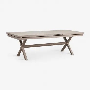 Rozkładany Prostokątny Stół Jadalniany Z Aluminium Karena Moka Brown & 240 - 300 X 100 Cm - Sklum