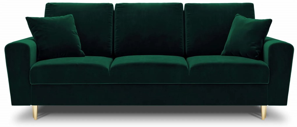 Sofa rozkładana welurowa, zielona 235/100/88 MOGHAN z funkcją spania