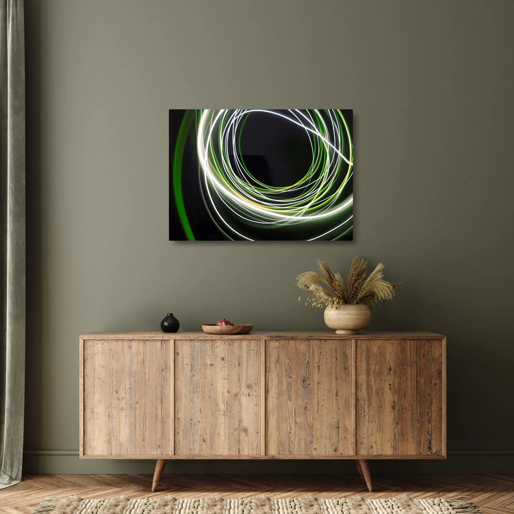 Obraz na szkle-  zielone kreski (70x50 cm)