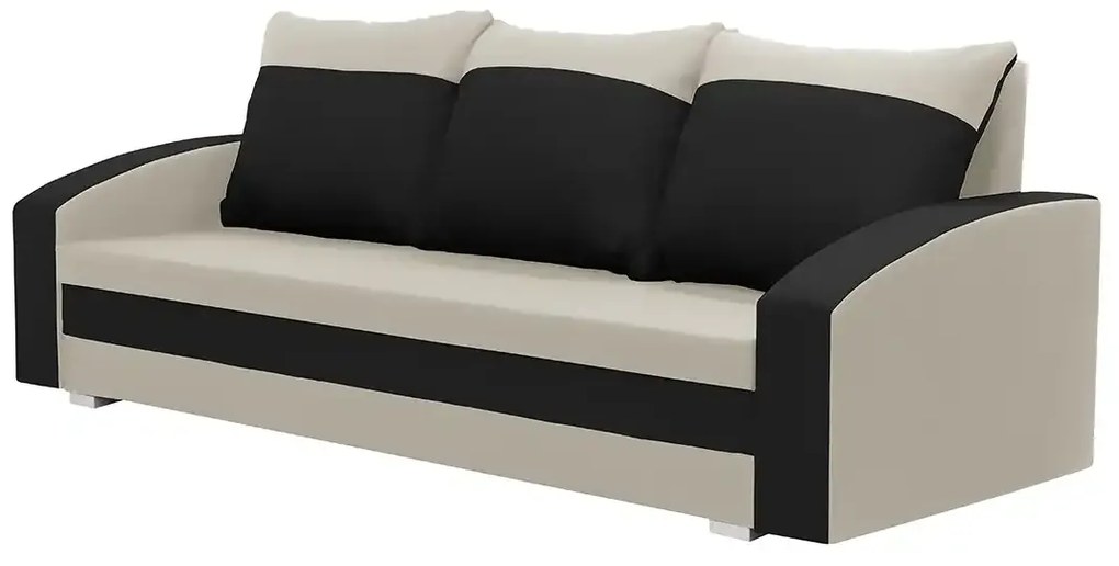 Kanapa sofa 3 os z funkcją spania KING Kremowy/Czarny