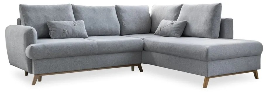 Jasnoszary rozkładany/ze schowkiem narożnik (prawostronny/w kształcie litery L) Scandic Lagom – Miuform