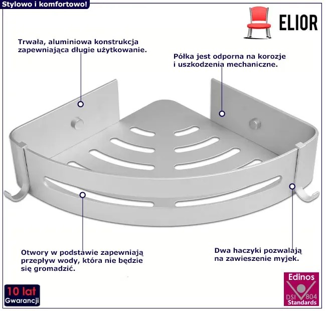 Srebrna narożna półka pod prysznic C8-D96