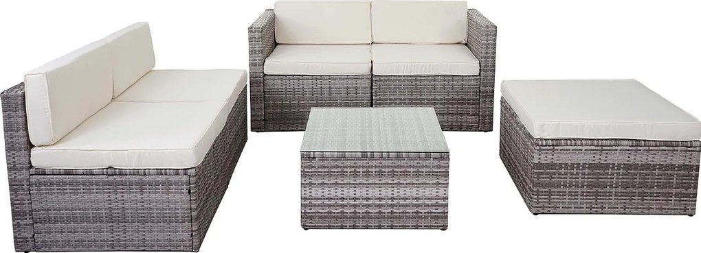 Zestaw z polirattanowym wykończeniem MCW-D24,  szary, tapicerka kremowa