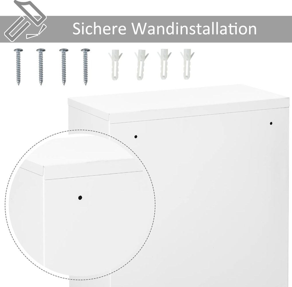 kleankin Apteczka szafka na lekarstwa apteczka pierwszej pomocy z zamkiem 3 półki stal kolor biały