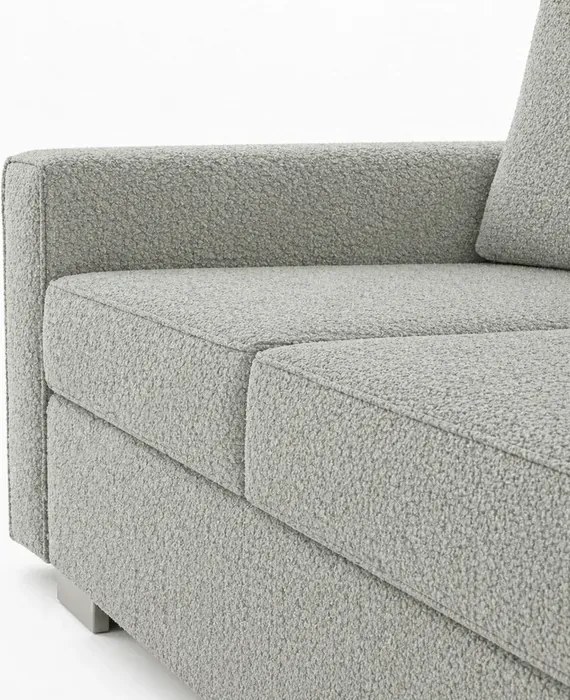 Sofa z Funkcją Spania DRAVOS Szara Boucle Japandi
