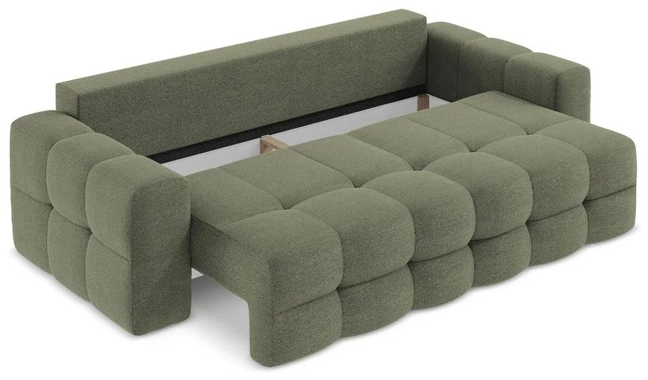 Rozkładana sofa z materiału bouclé w kolorze khaki 255 cm Milu – Makamii