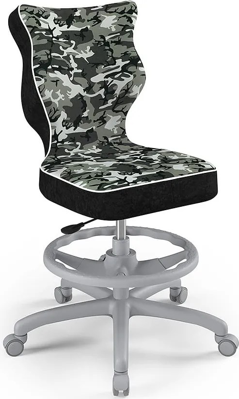 Młodzieżowe krzesło do biurka Petit Grey rozmiar 5 (146-176,5 cm) z podnóżkiem i wzorami