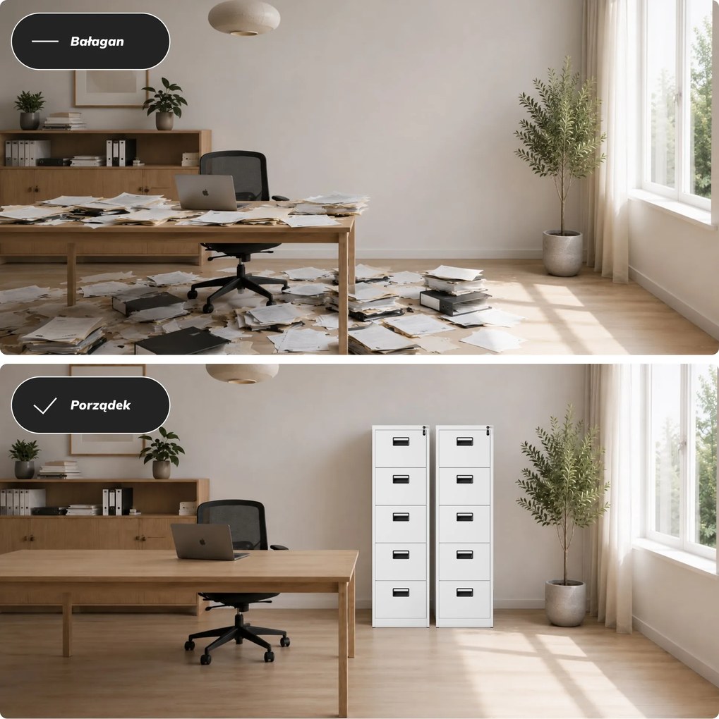 Szafa kartotekowa metalowa z 5 szufladami biała, 460x1625.5x600 mm: SARA V5