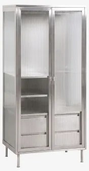 Szafa 85x180 Cm Ze Stali I Szkła Paoline Szczotkowana Szarość - Sklum