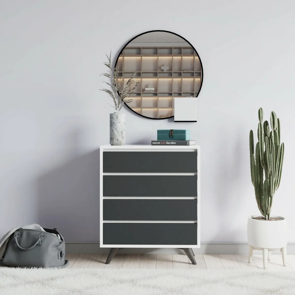 Komoda Suvera White and Anthracite