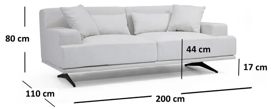 Jasnoszara sofa 200 cm Bentley – Balcab Home