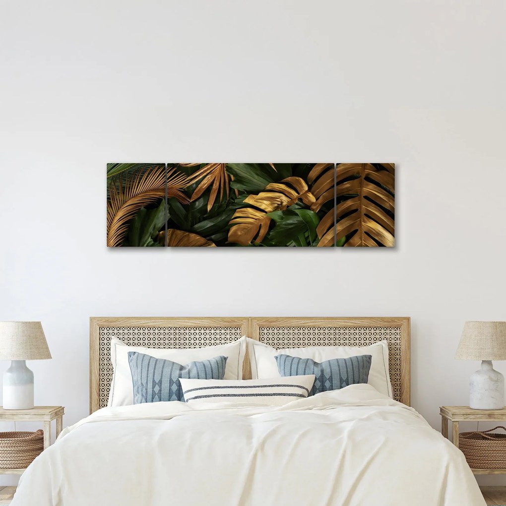 Obraz - Złote liście (170x50 cm)