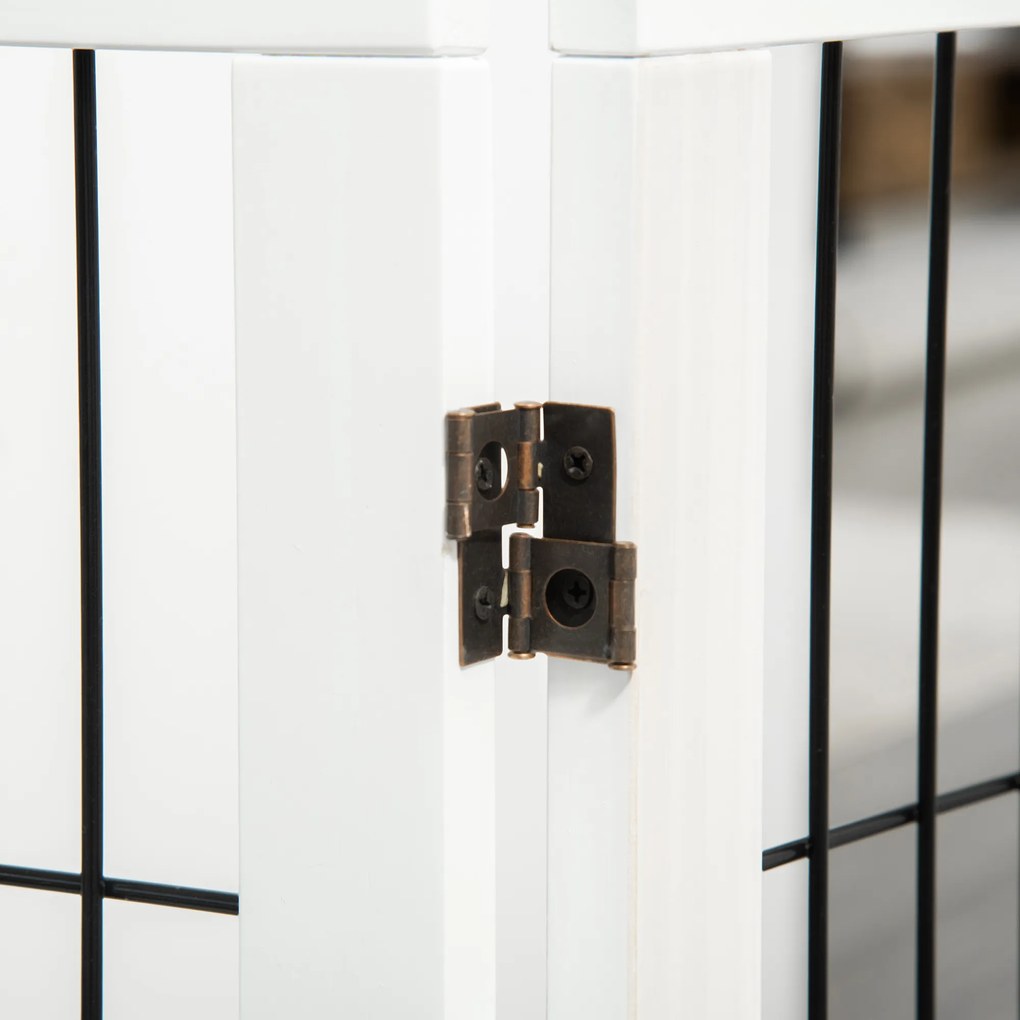 PawHut Barierka Ochronna dla Psów Drewniana Bramka Biała Sosnowa 185x36x71cm | Aosom PL