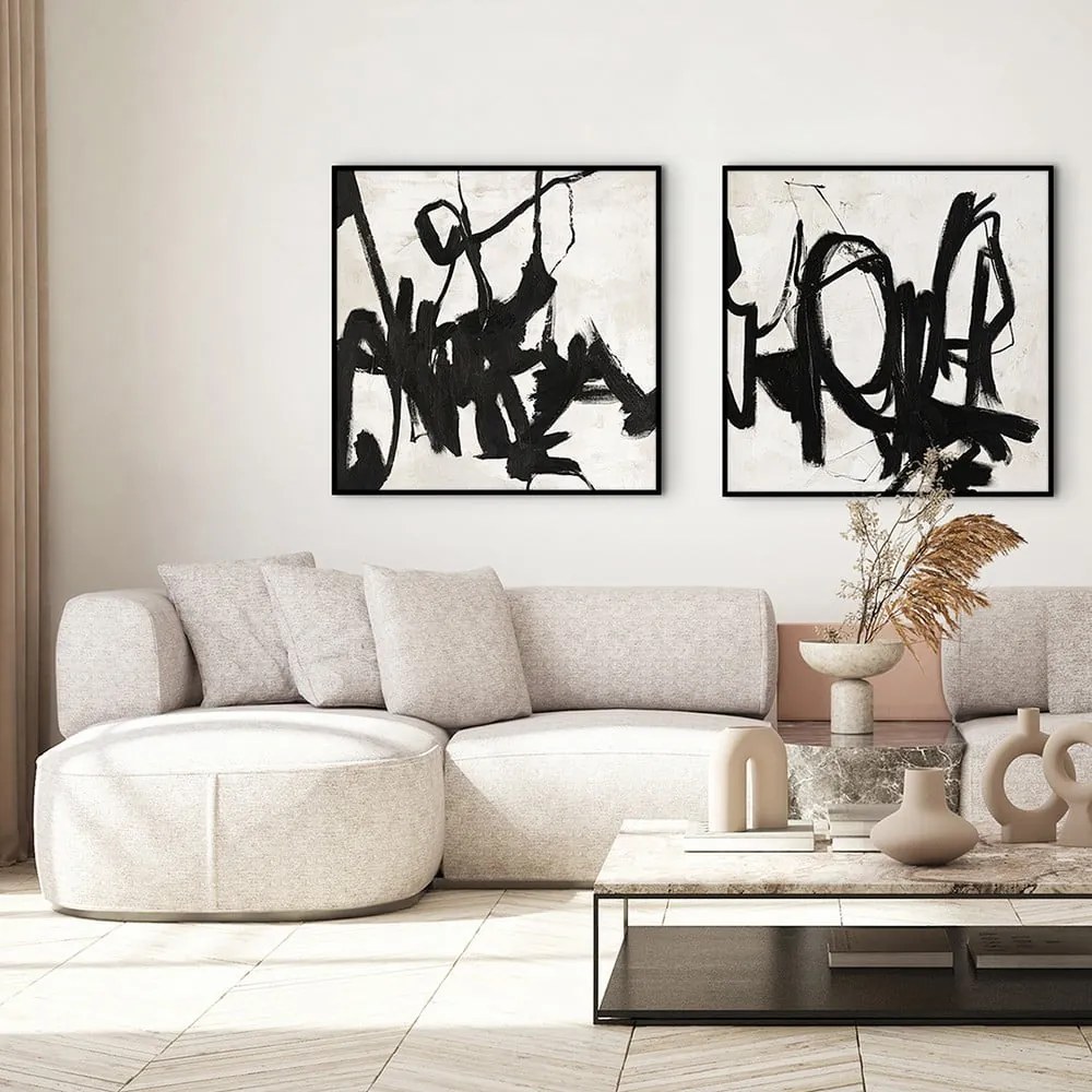 Ręcznie malowany obraz 100x100 cm Playblack 2 – Malerifabrikken