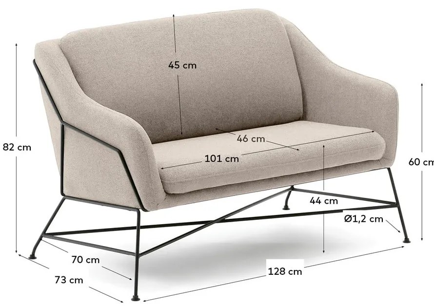 Beżowa sofa 128 cm Brida – Kave Home