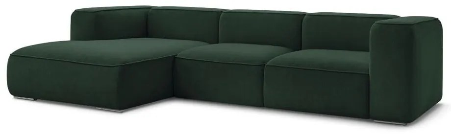 Ciemnozielony narożnik z materiału bouclé (lewostronny) Zephyr – Bobochic Paris