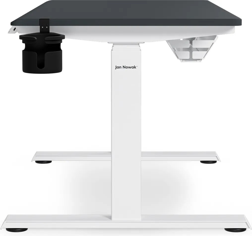 Biurko elektryczne z regulacją wysokości ergonomiczne biało-antracytowe,1200x600 mm: ARIA