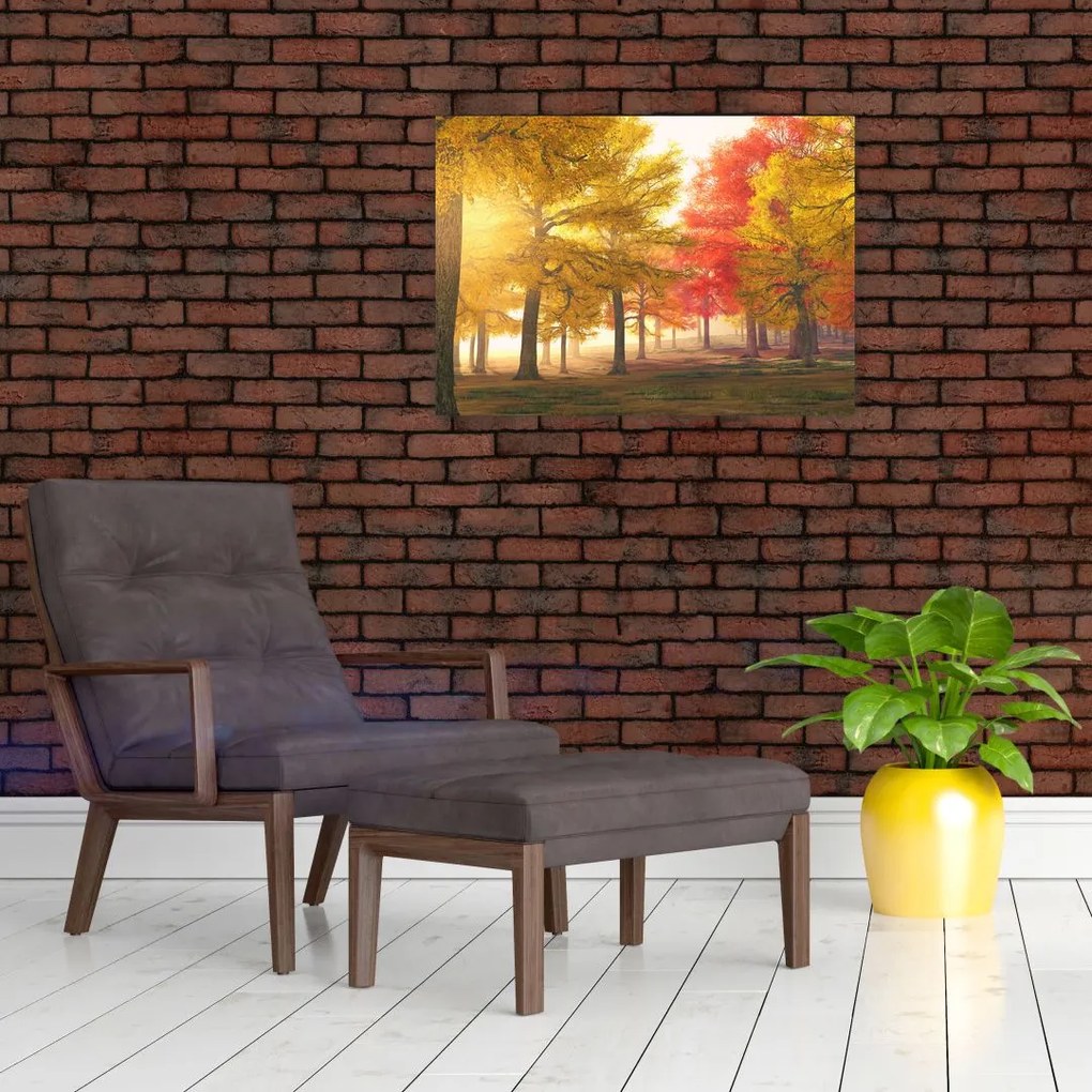 Obraz na szkle - jesienne drzewa (70x50 cm)