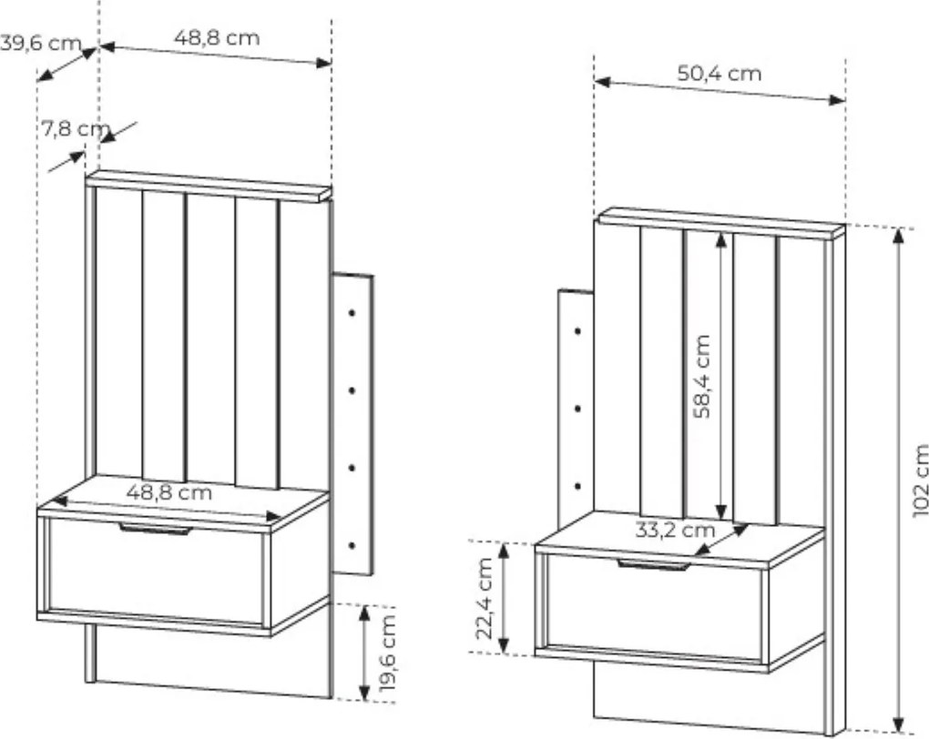 Szafka Nocna 289 DAVANTI 50,4 cm Stolik Nocny do Sypialni