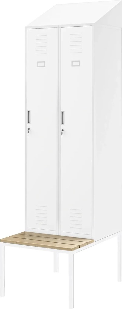 Szatnia z ławeczką i daszkiem Kacper II PRO 60x85x229,5 cm, biały