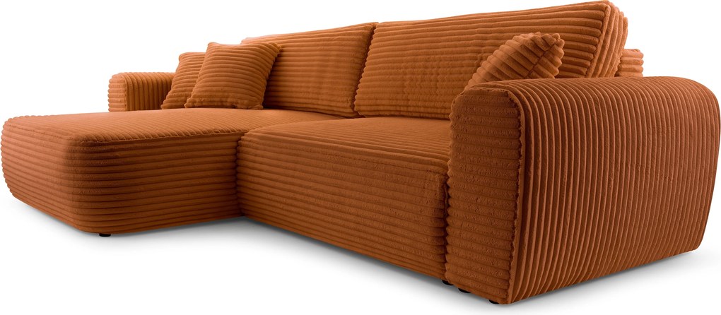 Masseno Narożnik VIVA z funkcją spania i pojemnikiem na pościel Narozniki L, Rozkładana sofa - Ceglasty, TILIA 52