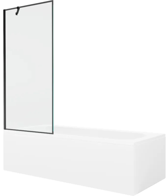 Mexen Vega wanna prostokątna 160 x 70 cm z obudową i parawanem 1-skrzydłowym 80 cm, czarny wzór - 550116070X9508007070