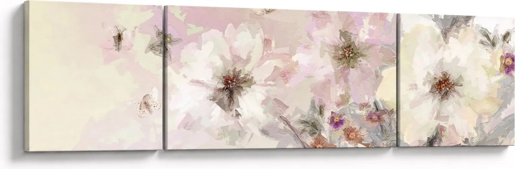 Obraz - Kwiaty malarstwo (170x50 cm)