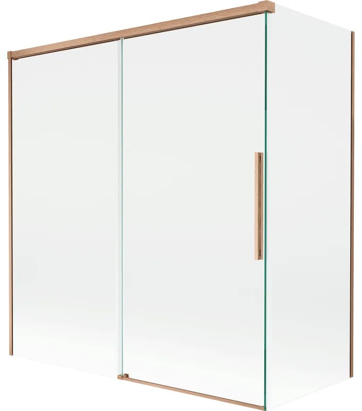 Mexen Rox parawan nawannowy 2-skrzydłowy rozsuwany 150 + 70 x 150 cm, transparent, miedż szczotkowana - 8C9-150-070-65-00