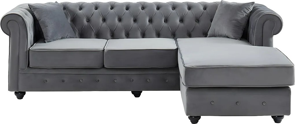 Kanapa narożna TOLEDO w stylu chesterfield, dwustronna – kolor antracytowy