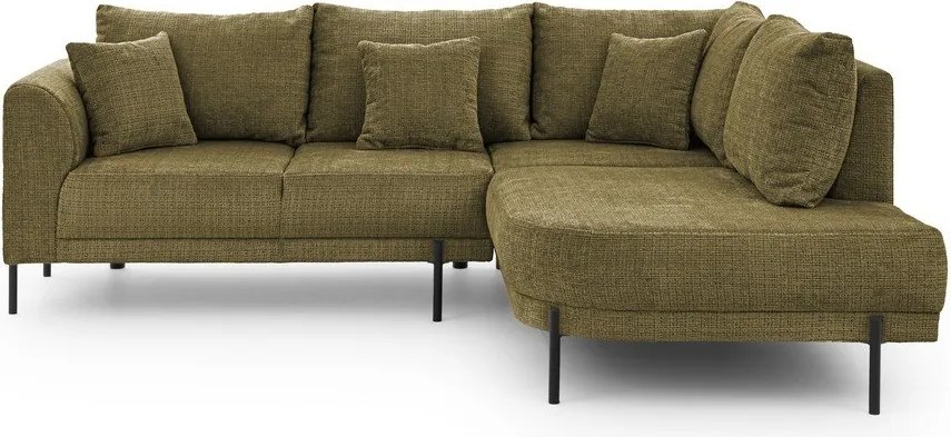 Zielony narożnik z tkaniny szenilowej (prawostronny/w kształcie litery L) Mauris – Ropez