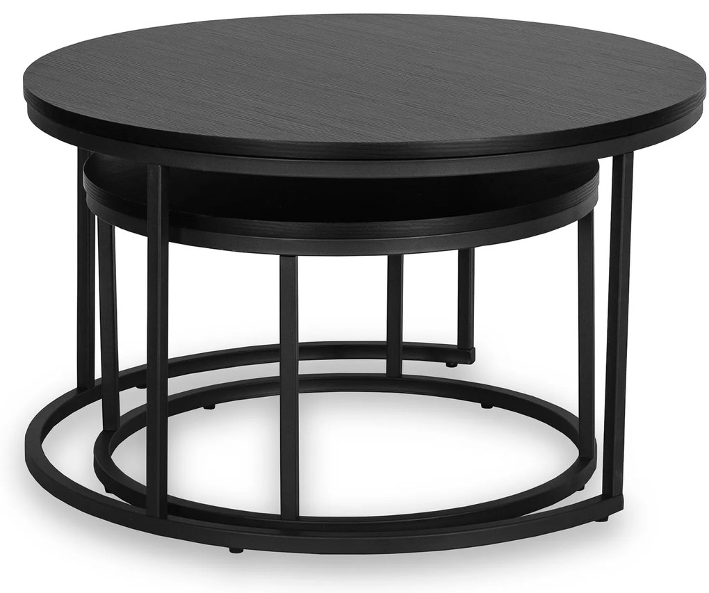 Zestaw Stolików Kawowych MANU MAX 60 cm/80 cm Czarny Nowoczesny Loft