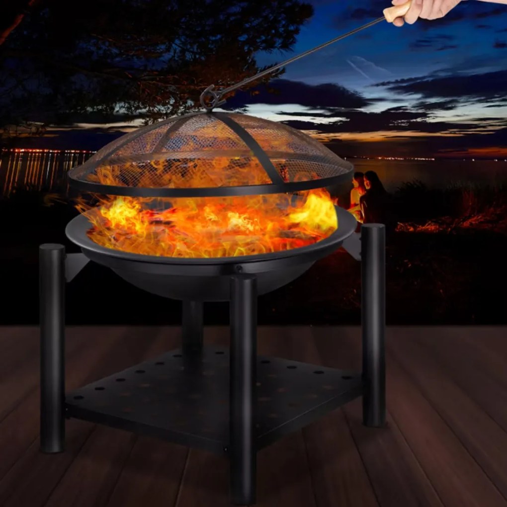 Gardebruk Palenisko z miejscem na drewno FIRE, Ø55cm, czarna