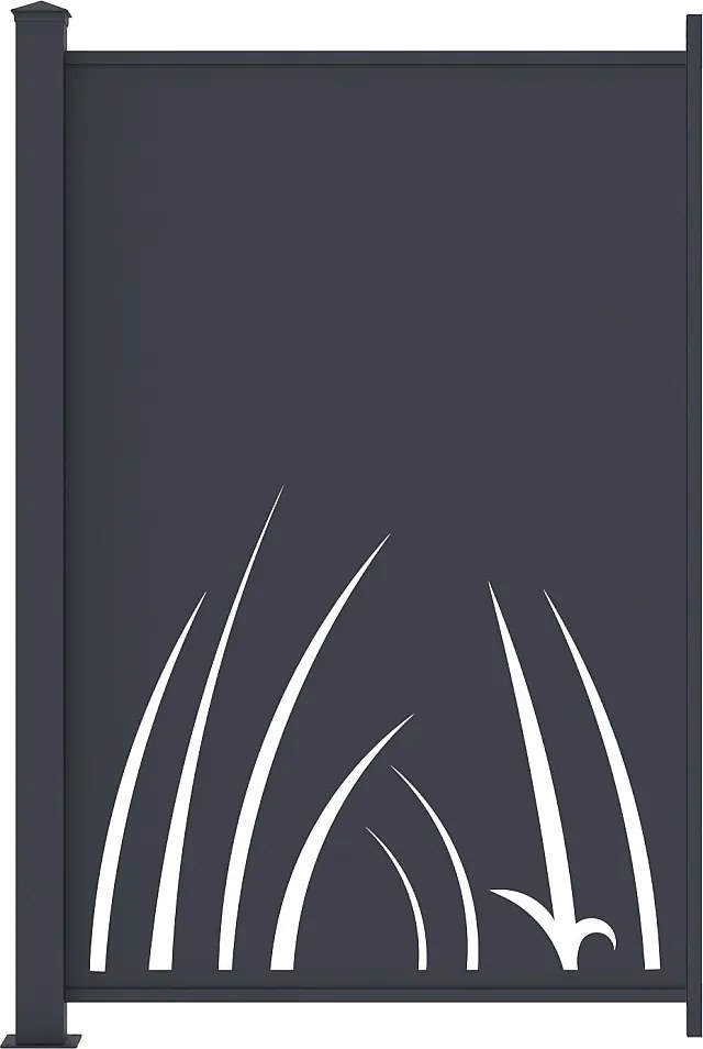 Aluminiowe ogrodzenie z laserowo wyciętym motywem roślinnym - Zestaw rozszerzający - W164 x S110 cm - Antracyt - BRAMENO