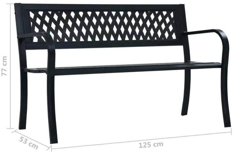 Zewnętrzna metalowa ławka ogrodowa z okuciem w romby - Lenwa
