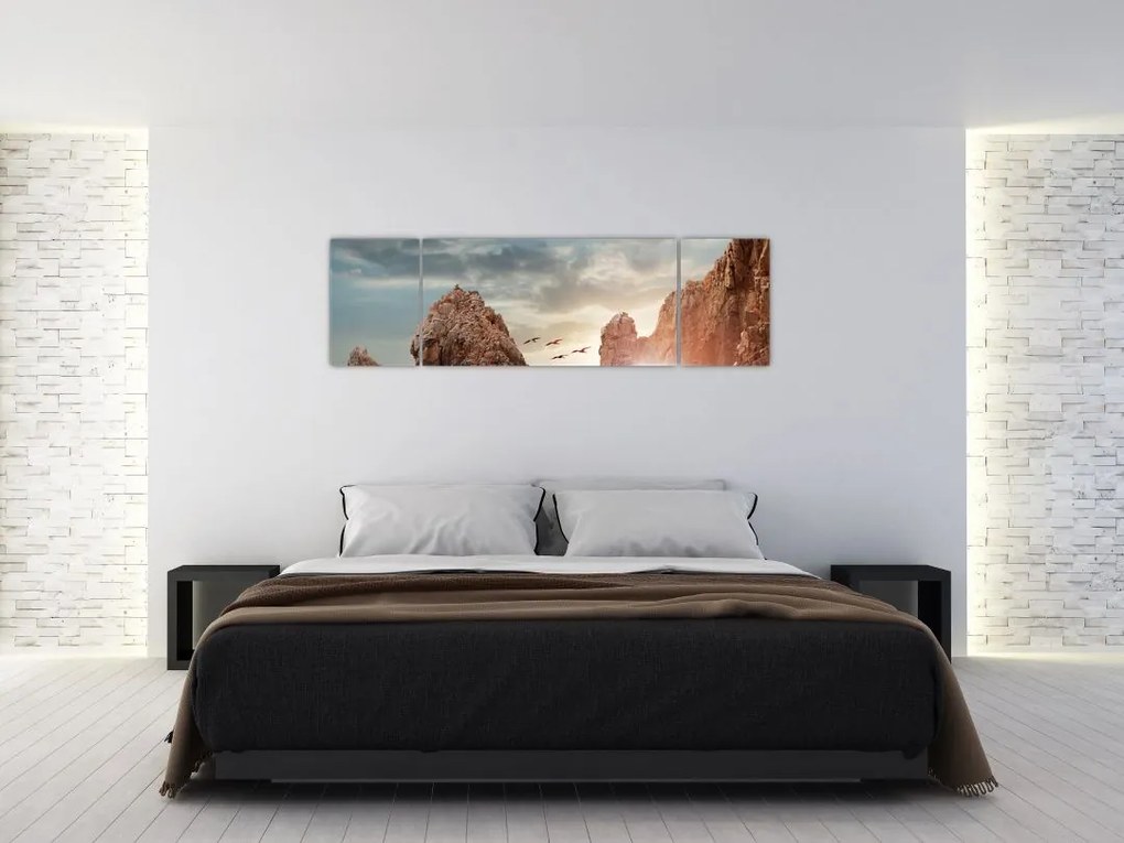 Obraz - Zachód słońca nad klifami (170x50 cm)