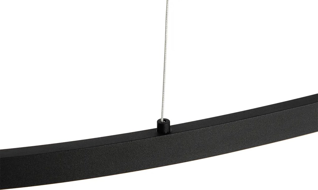 Designerska lampa wisząca czarna owalna z wbudowanym LED 3-stopniowo ściemnialna - Ovallo
