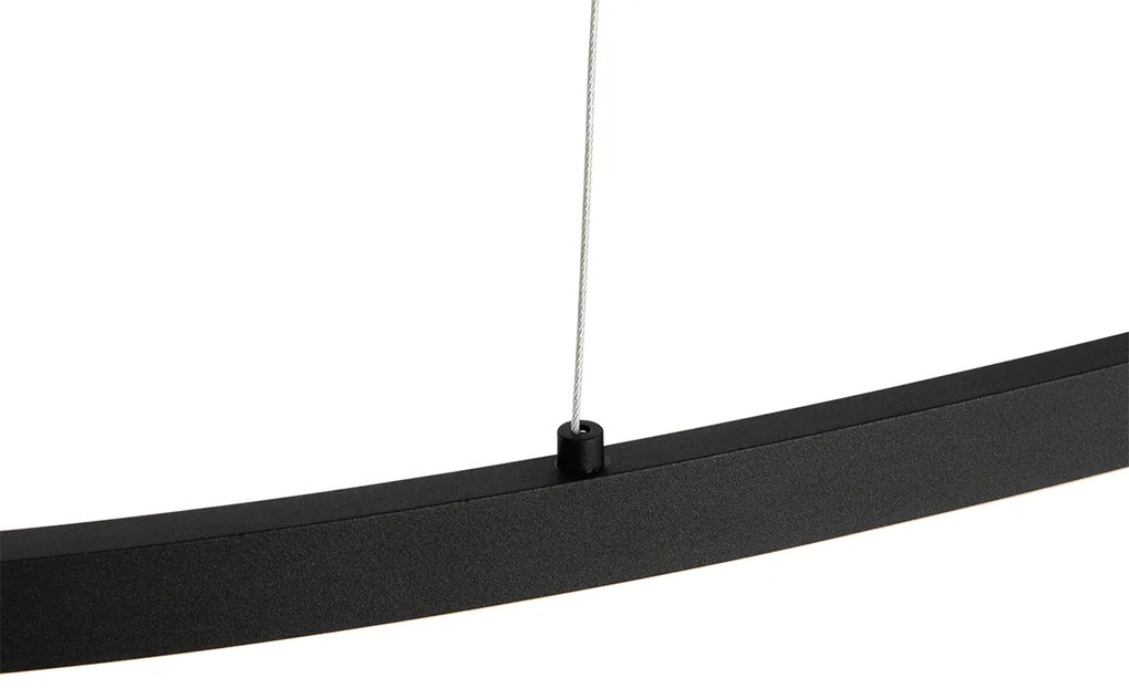 Designerska lampa wisząca czarna owalna z wbudowanym LED 3-stopniowo ściemnialna - OvalloDesignerski Oswietlenie wewnetrzne