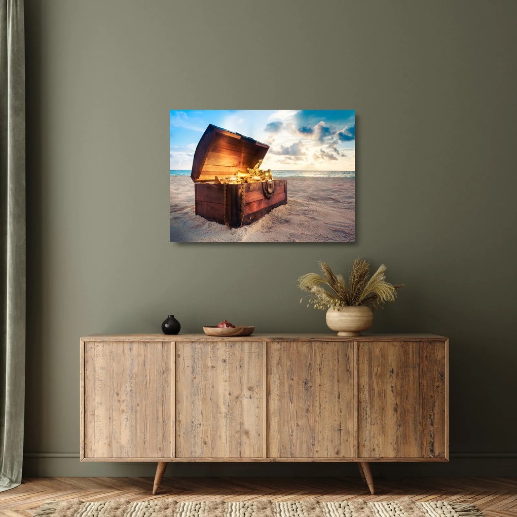 Obraz na szkle - Skarb na plaży (70x50 cm)