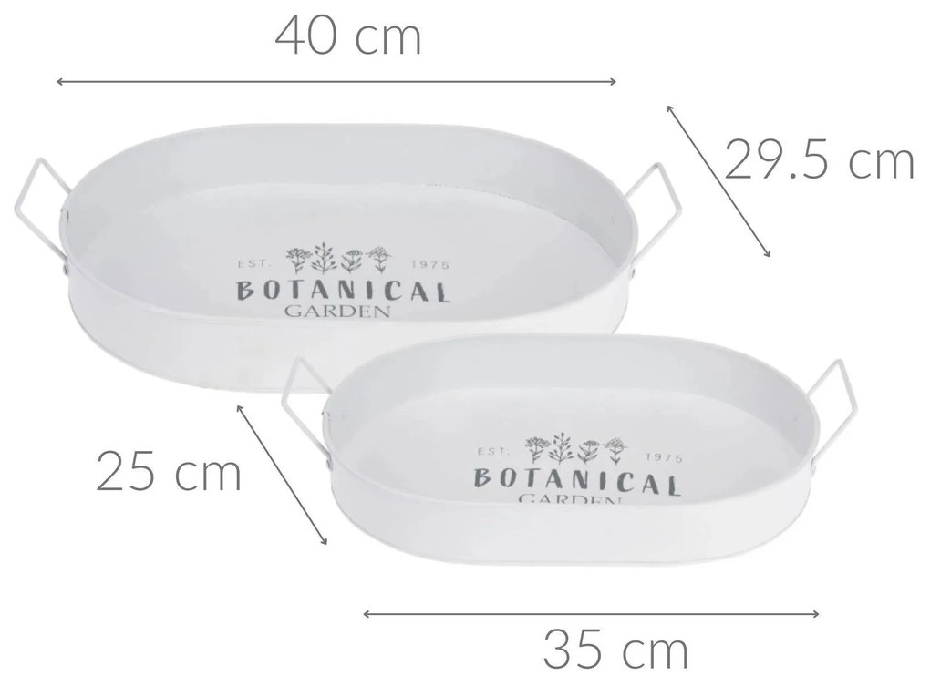 Taca do serwowania BOTANICAL, z szerokimi uchwytami, metalowa, 2 sztuki