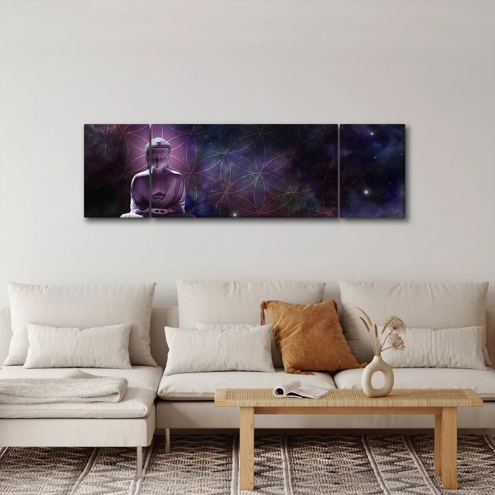 Obraz - Budda z kwiatami życia (170x50 cm)