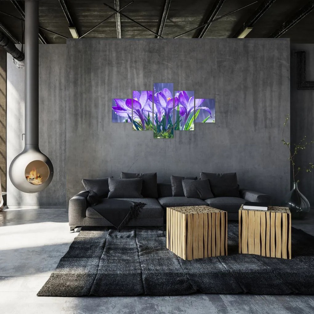 Obraz kwiatów w deszczu (125x70 cm)