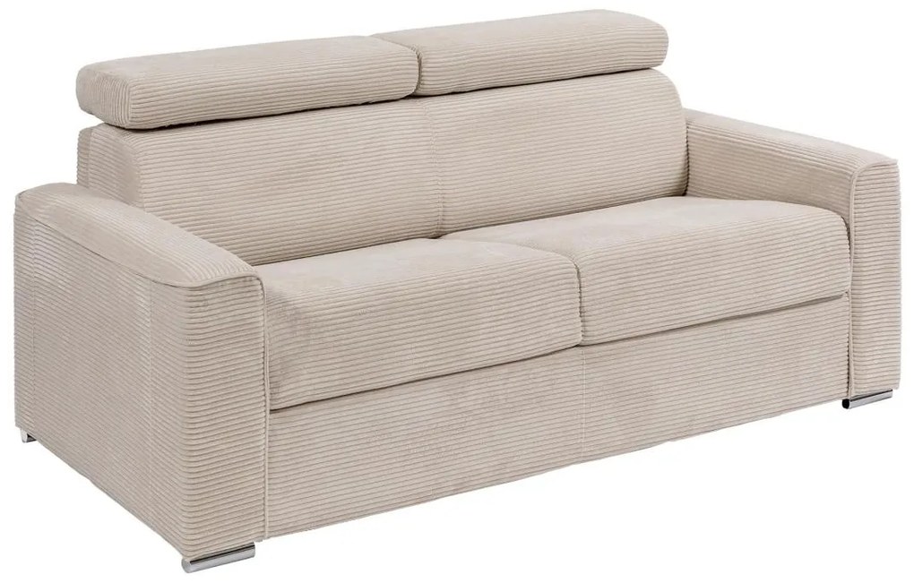 Kanapa 4 osobowa rozkładana typu express z beżowego sztruksu - Miejsce do spania 160 cm - Materac 22 cm - VIZIR