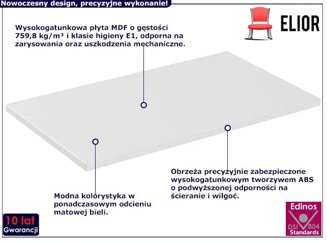 Biały blat do mebli łazienkowych 80 cm - Edar 5X