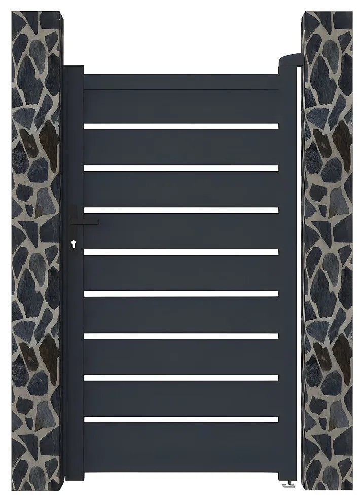 Furtka rozwierna PRIMO, ażurowa, z aluminium w kolorze antracytowym – 100 × 176 cm (szer. × wys.)