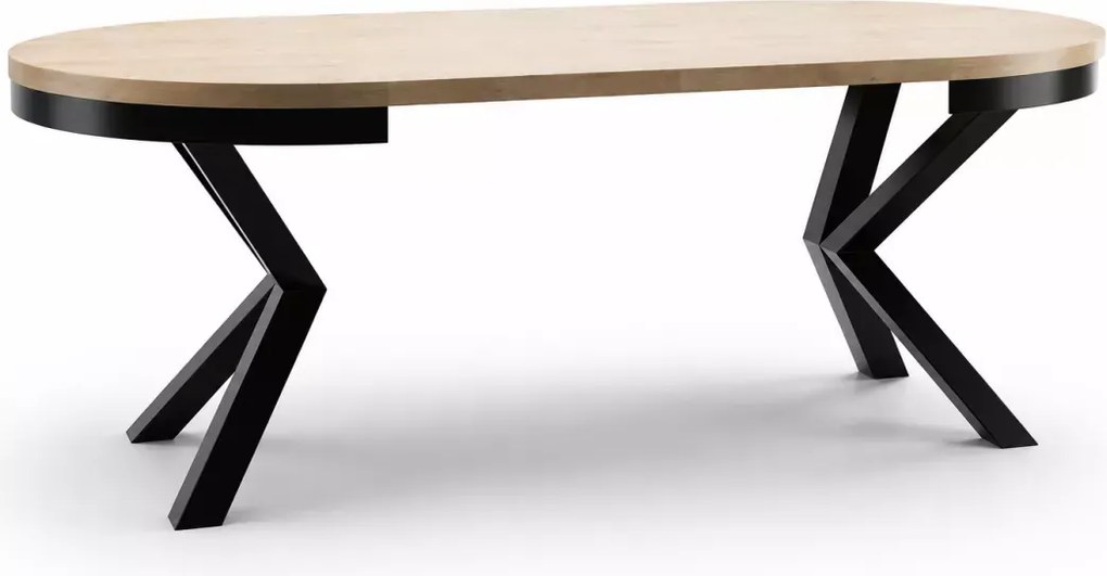 Stół loftowy okrągły rozkładany Bistro 100–176 cm – industrialny stół do jadalni, stalowe nogi